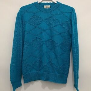 VTG College Point Sweater Blue  Knit USA 90s Womens Size 1/Medium